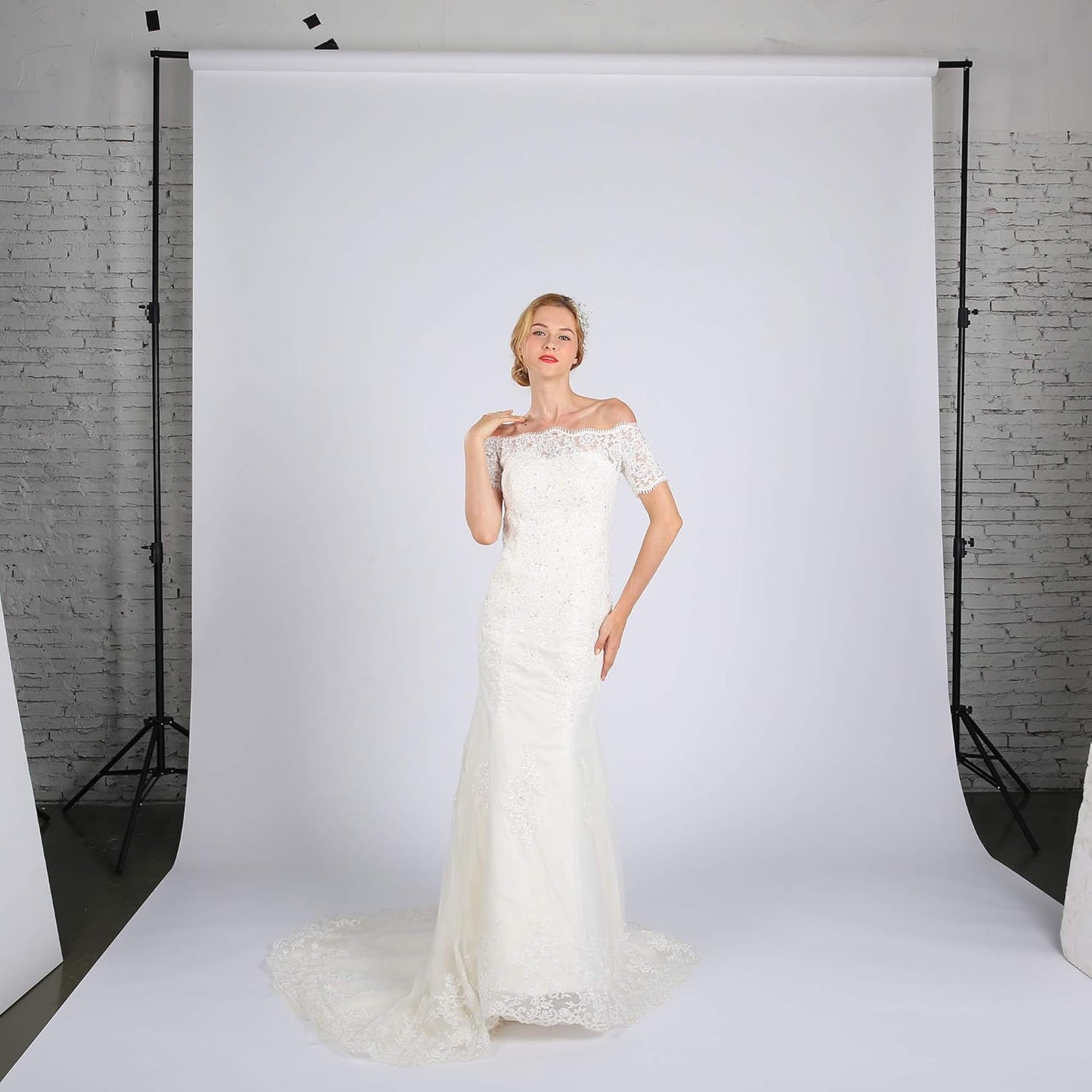 Seamless Photography Background Paper Roll, White Photo Paper Backdrop for Photography, Video and Streaming (107''x36' Snow)