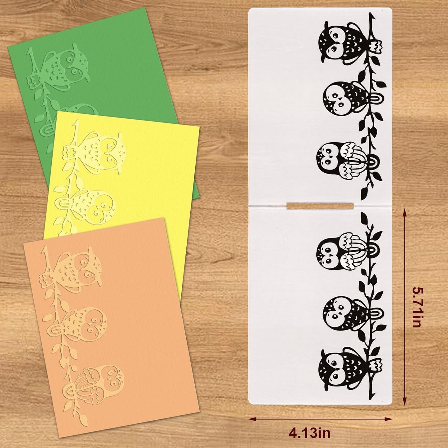 Threetols 3-D Textured Impressions Embossing Folder, Owl Background Embossing Folder for Card Making, Fall Branch Frame DIY Plastic Scrapbooking Photo Album Card Paper DIY Craft Decor Template Mold