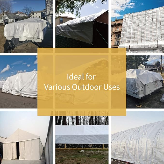 GUARD SHIELD White Tarp 16x20 Feet Medium Duty All Purpose Poly Tarps Cover 7mil