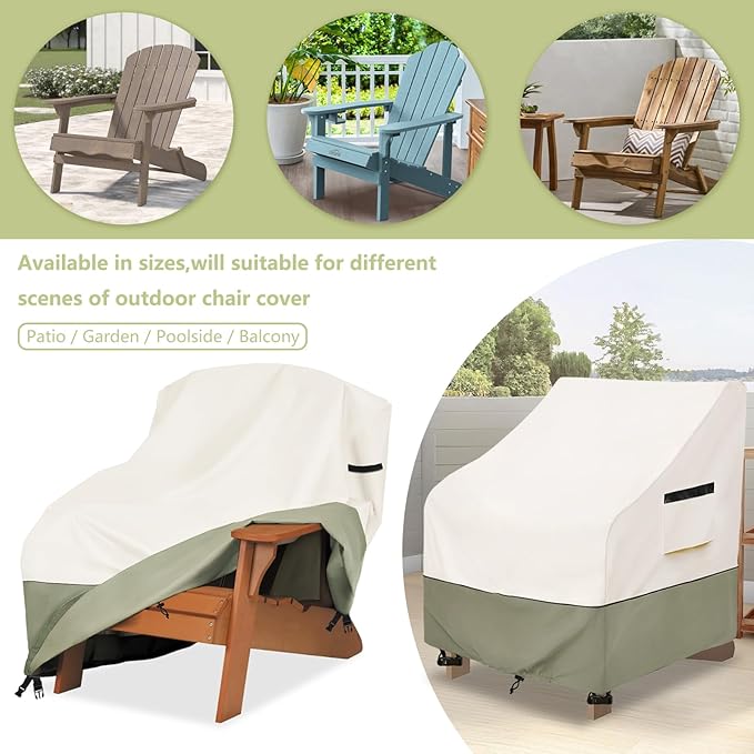 Patio Adirondack Chair Cover 30 W x 34 D x 36 H inches,600D Heavy Duty Waterproof Outdoor Chair Covers,Patio Furniture Covers for Adirondack Chair,Beige