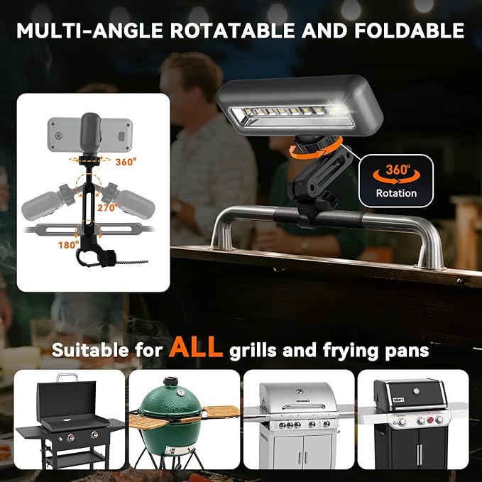 360°Adjustable Grill Lights for Outdoor Grill Designed for Blackstone Weber Griddle, BBQ Grill Light at Night with 360° Adjustable, LED Grill Lights for Outdoor, Gifts for Dad Men
