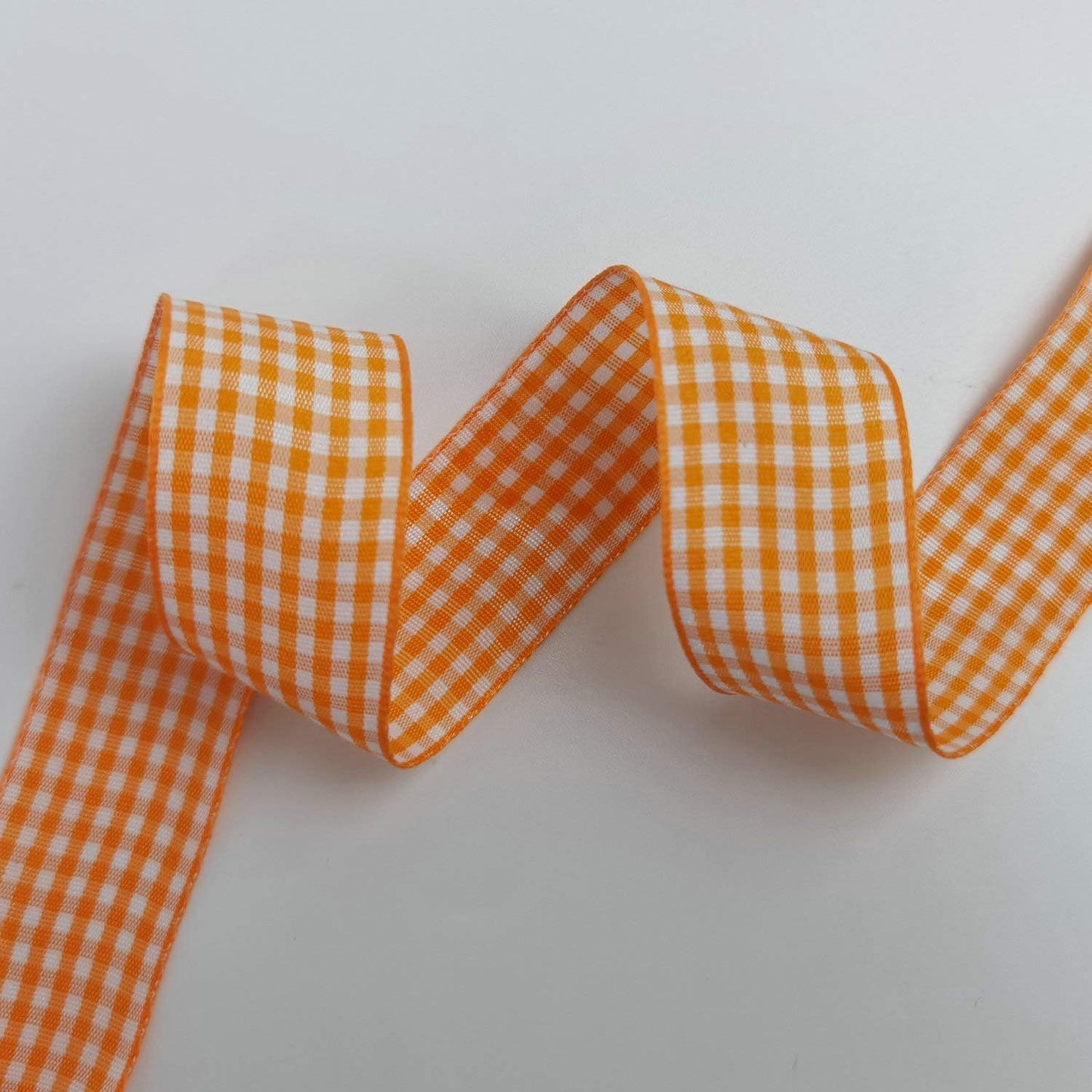 Micomon Orange Gingham Plaid Checked Ribbon 25 Yard Each Roll 100% Polyester (1", Orange)