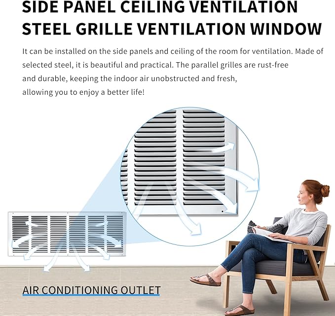 30x10 Return Air Grille(Duct Opening Size),Air Return Vent Cover,Flat Vent Cover,Rejillas De Aire Acondicionado Para Casa,Return Air Grilles,Outer Dimensions:31.75"Wx11.75"H(30"W x 10"H, Duct Opening)