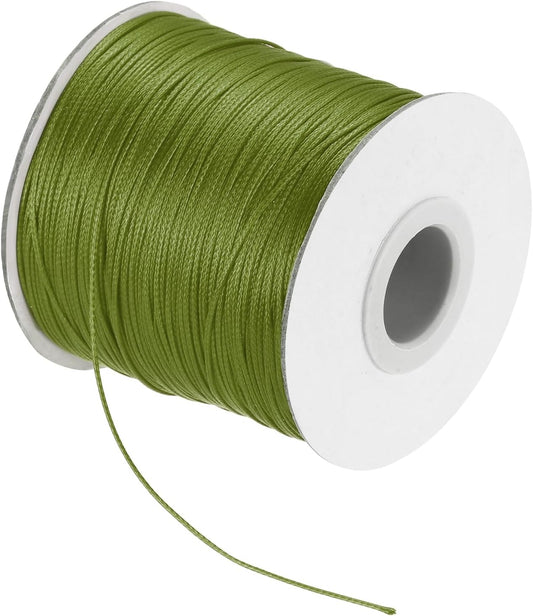 MECCANIXITY Waxed Cord 0.5mm Waxed Polyester Cord 175 Yard Wax String for Bracelet Making, Necklaces, Beading, Jewelry Making and DIY Crafts(Army Green)