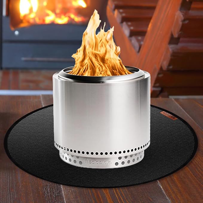 36" Fire Pit Mat for Solo Stove Mesa,Tabletop Fire Pit, Fireproof Mat for Under Fire Pit, Heat Resistant Round Mat for Outdoor BBQ, Reusable Waterproof Pad, Non-Slip for Table Top Protection