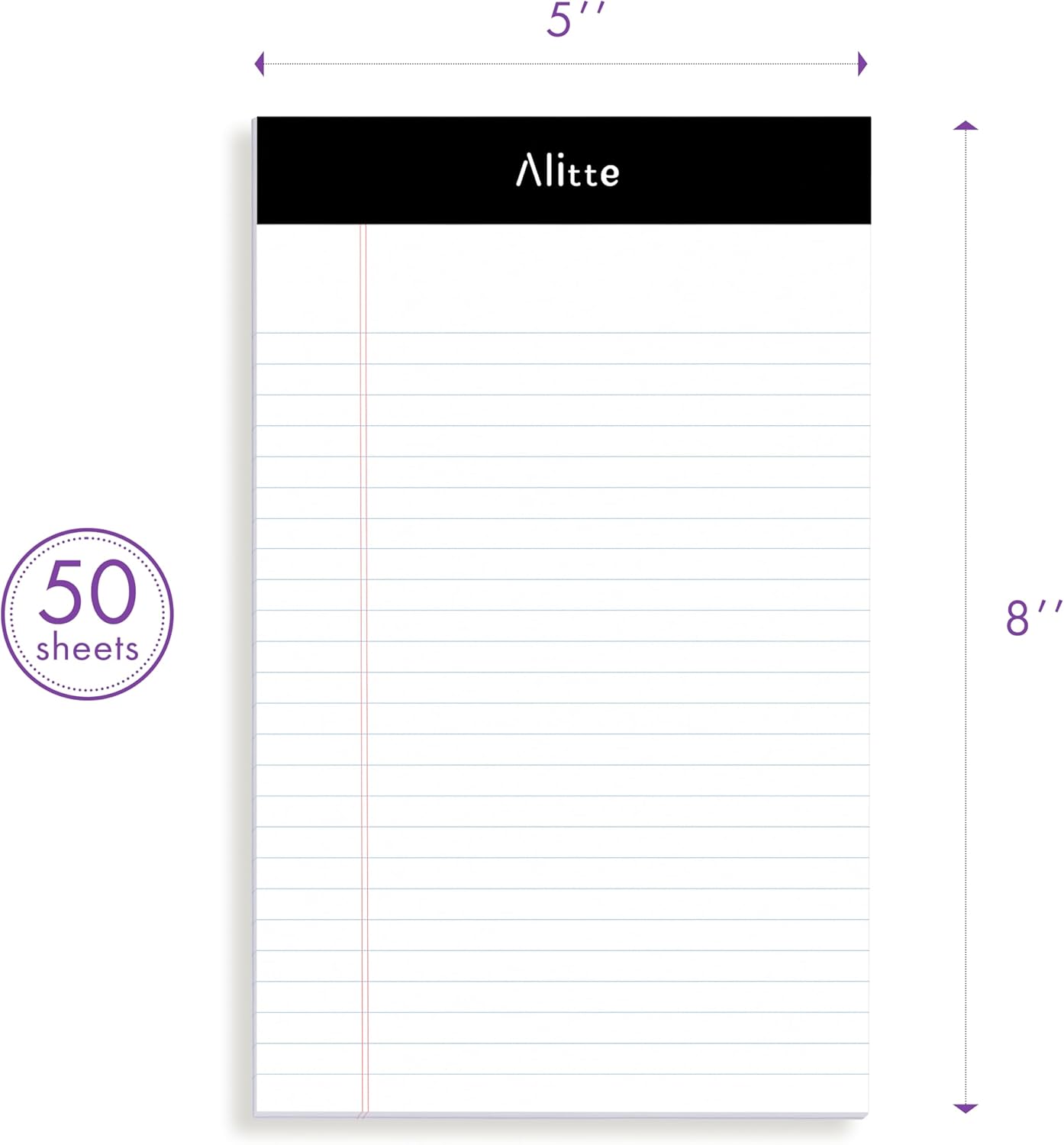 Legal Notepads 5x8, Pack of 12 - Perforated Narrow Ruled Writing Pad - Premium Thick Paper, No Ink Bleeding - Blank Legal Pads For Home, Office, School, Business - 50 Sheets Per Notebook