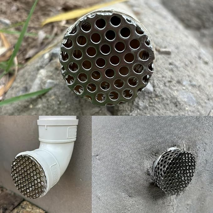 PVC Termination Cap Stainless Steel Mesh Screen Vent Cover - 2Pack, for 1.64" to 1.98" Inner Diameter Furnace and Roof Vent Pipe, Conical Exhaust Pipe Cover End Porous Is More Conducive To Drainage