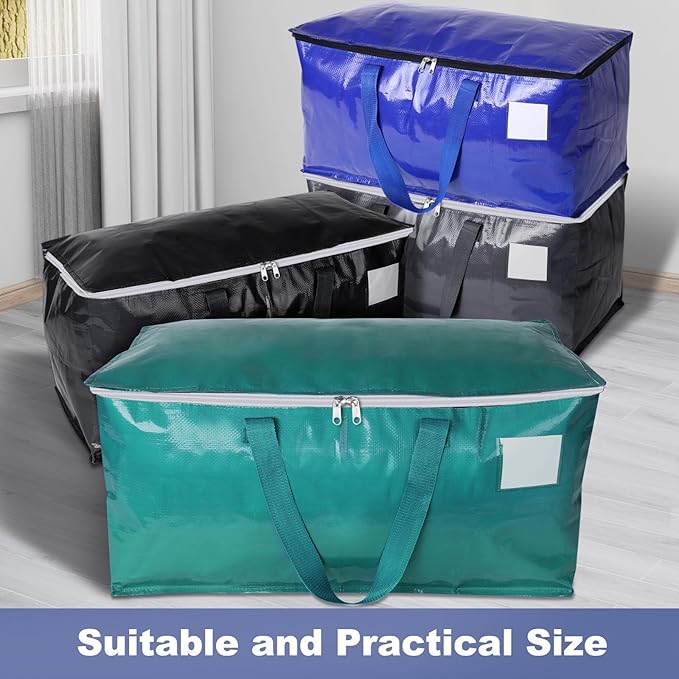 StorageRight Moving Bags-Heavy Duty Moving Boxes, Storage Totes with Zipper, Reinforced Handles and Tag Pocket-Collapsible Moving Supplies for moving, Storage and Travel 93L(Four Colors-6 Pack)