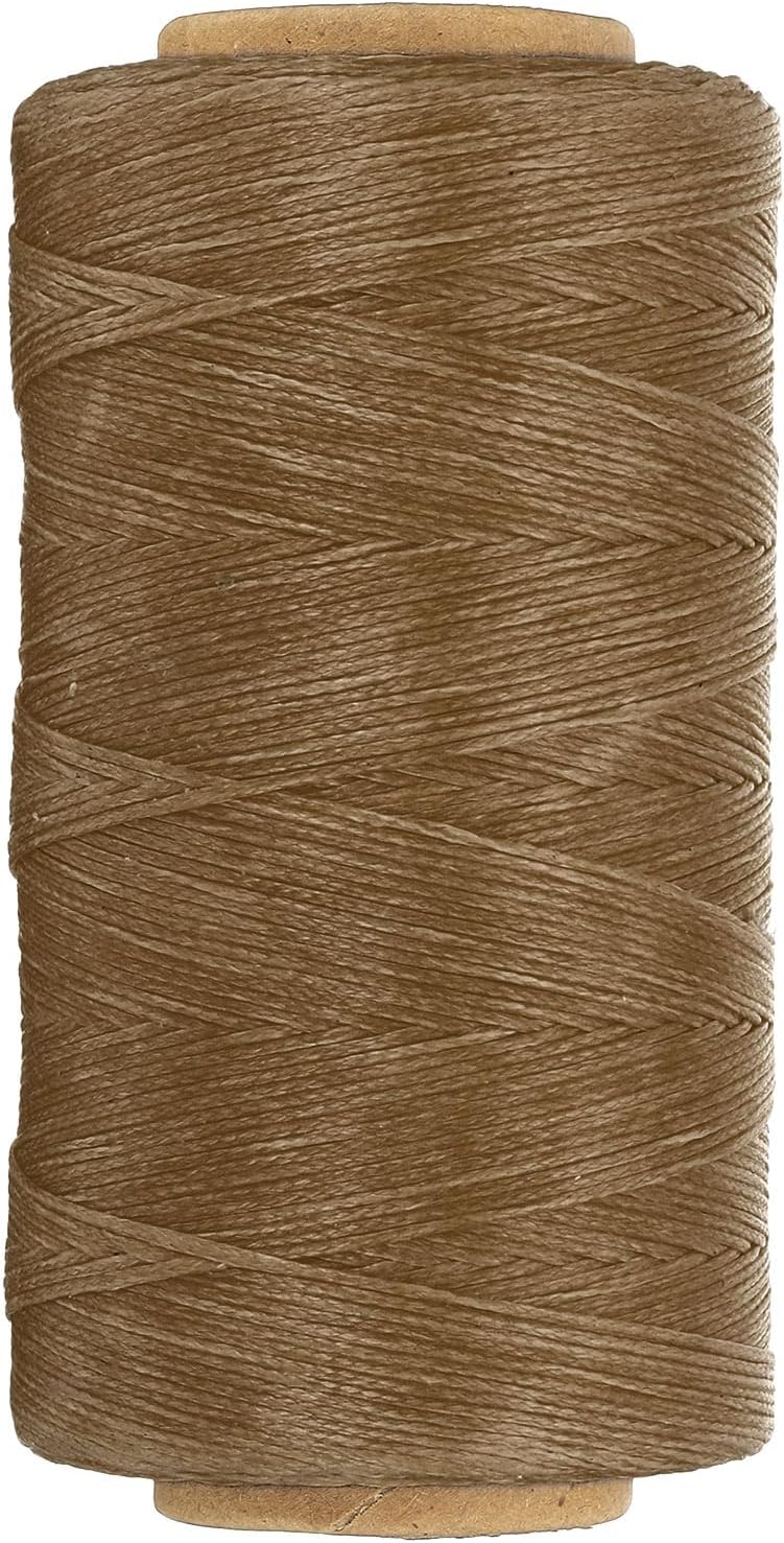 PATIKIL 284 Yard Flat Waxed Thread 150D 1mm Leather Sewing Cord for Repairing Shoes Bags Wallets Jewelry Making DIY Leather Craft, Dark Brown