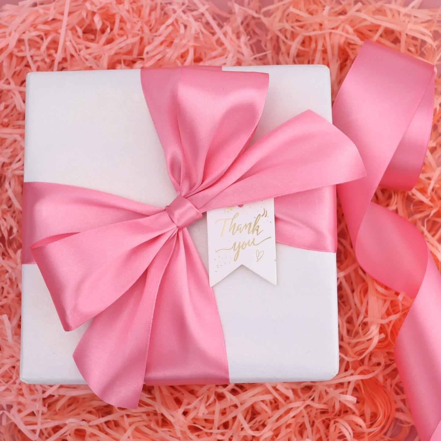 Rose Gold Solid Satin Ribbon 2 Inch 25 Yards Solid Polyester Fabric Ribbon for Gift Wrapping Wedding Christmas Baby Shower Birthday Party Decoration Handmade Immortal Flower Craft