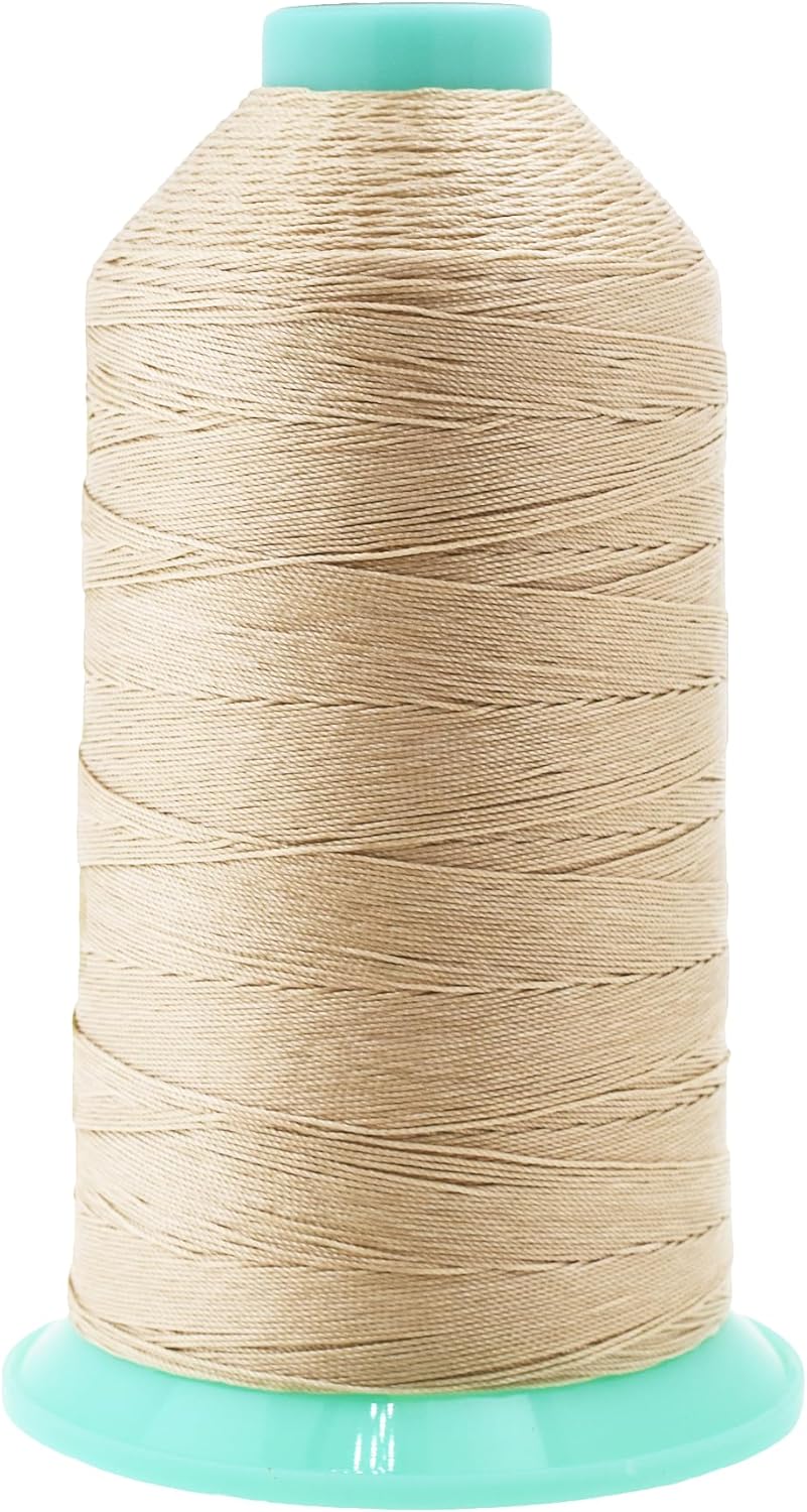 Mandala Crafts Bonded Nylon Thread Cream Heavy Duty Sewing Threads - 1250 YDs Size 138 420D T135 Tex 135 Thread for Leather Jeans Weaving Outdoor Marine Upholstery Threads
