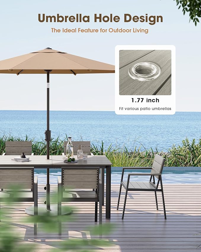Outdoor Patio Dining Chairs Set of 2, Aluminum & HDPS All-Weather for Deck, Lawn, Backyard, Pool and Indoor Use (Classic Gray)