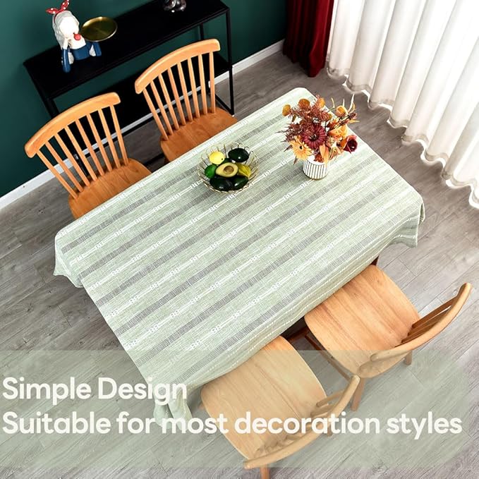 Heavy Duty Cotton Table Cloth for Rectangle Table Sage Green Tablecloth Rectangular Farmhouse Vintage Washable Rustic Table Cover (Sage Green,52''x120'')