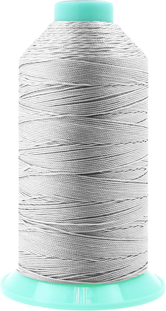 Mandala Crafts Bonded Nylon Thread Silver Heavy Duty Sewing Threads - 800 YDs Size 277 840D T270 Tex 270 Thread for Leather Jeans Weaving Outdoor Marine Upholstery Threads