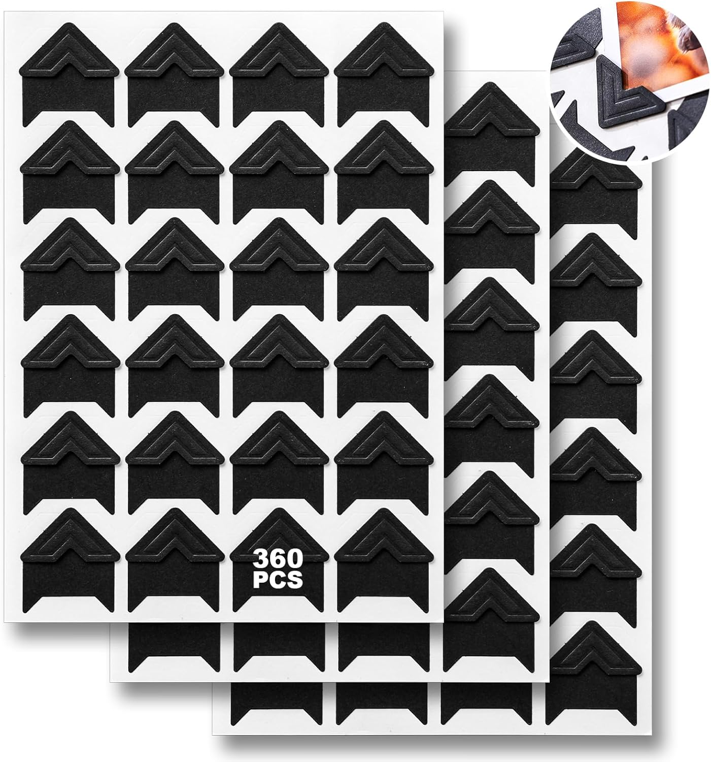 360 Pcs Photo Corners Self Adhesive, Scrapbooking Photo Mounting Corners, Black Photo Mounting Corners for DIY Scrapbook, Photo Album, Memory Books, Picture Frames by CHIALLCO