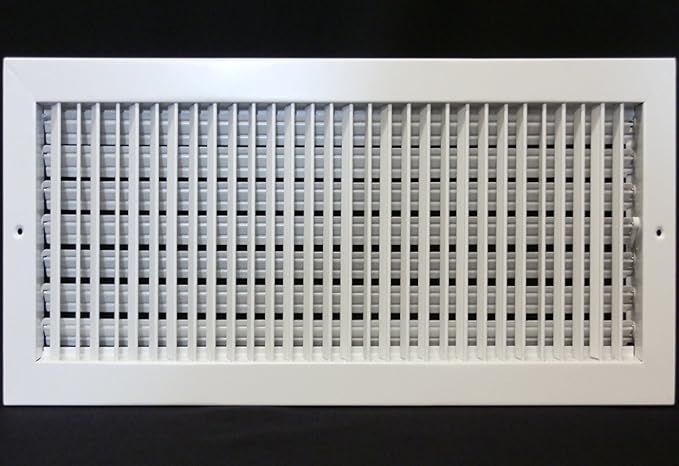 20" X 10" Adjustable AIR Supply Diffuser - HVAC Vent Cover Sidewall or Ceiling - Grille Register - High Airflow - White [Outer Dimensions: 21.75"w X 11.75"h]