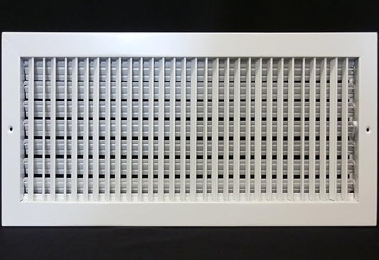 20" X 10" Adjustable AIR Supply Diffuser - HVAC Vent Cover Sidewall or Ceiling - Grille Register - High Airflow - White [Outer Dimensions: 21.75"w X 11.75"h]