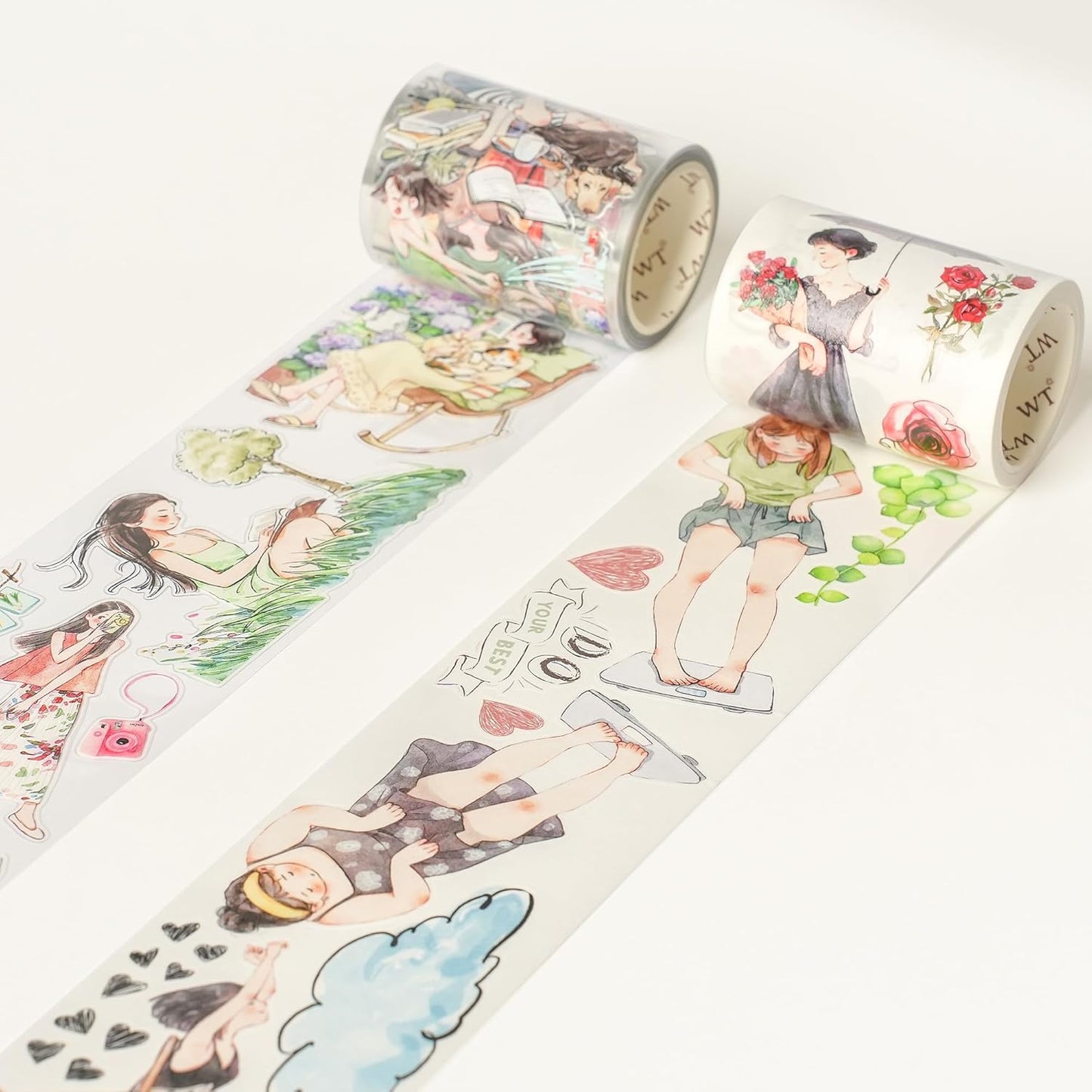 WT Pre-Cut Leisurely Days PET Tape Roll, Original Designs, Decorative Artist Tape for Bible Journaling, Bullet Journals, Scrapbooks, Planners & DIY Craft Supplies