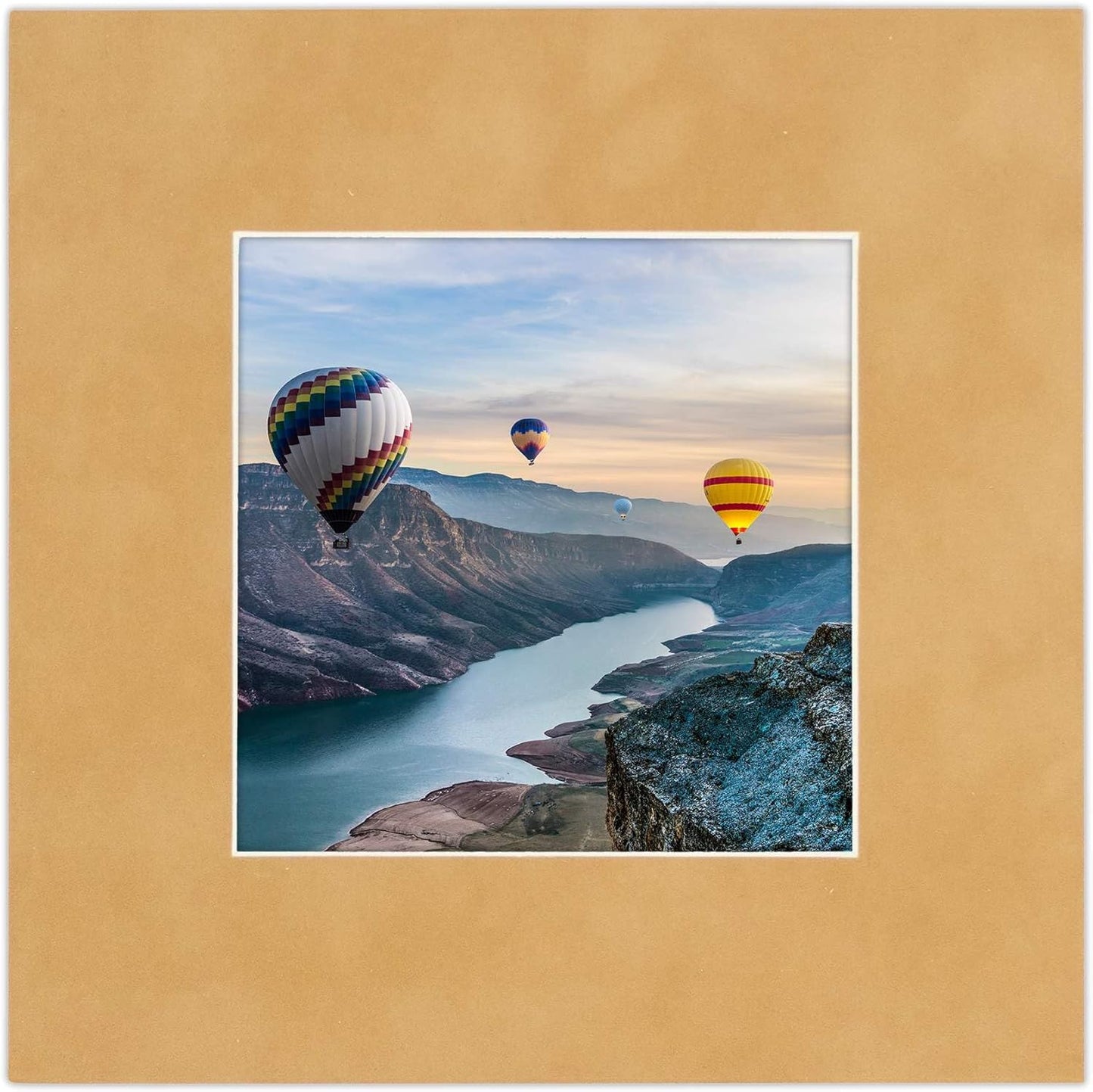 11x14 Mat Bevel Cut for 8.5x11 Photos - Acid Free Beige Suede Precut Matboard With Backing Board and Crystal Clear, Self Seal Photo Mat Bag - For Pictures, Photos, Framing - 4-ply Thickness