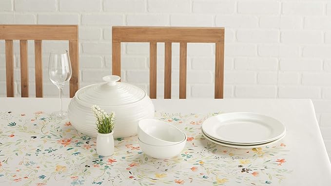 Maison d' Hermine Table Cloth Rectangle Table 100% Cotton 70 x 90 Inches Tablecloth Reusable Decorative Everyday Use for Dining Room, Farmhouse, Home, Party, Festive & Wedding Spring Summer - Colmar