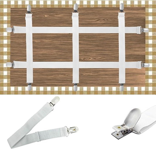 Hidden Strap Tablecloth Clips - Perfect for Picnic Tables and Thick Tables Indoor and Outdoor, Keep Your Tablecloth Secure with Our Invisible Table Cloth Clips!