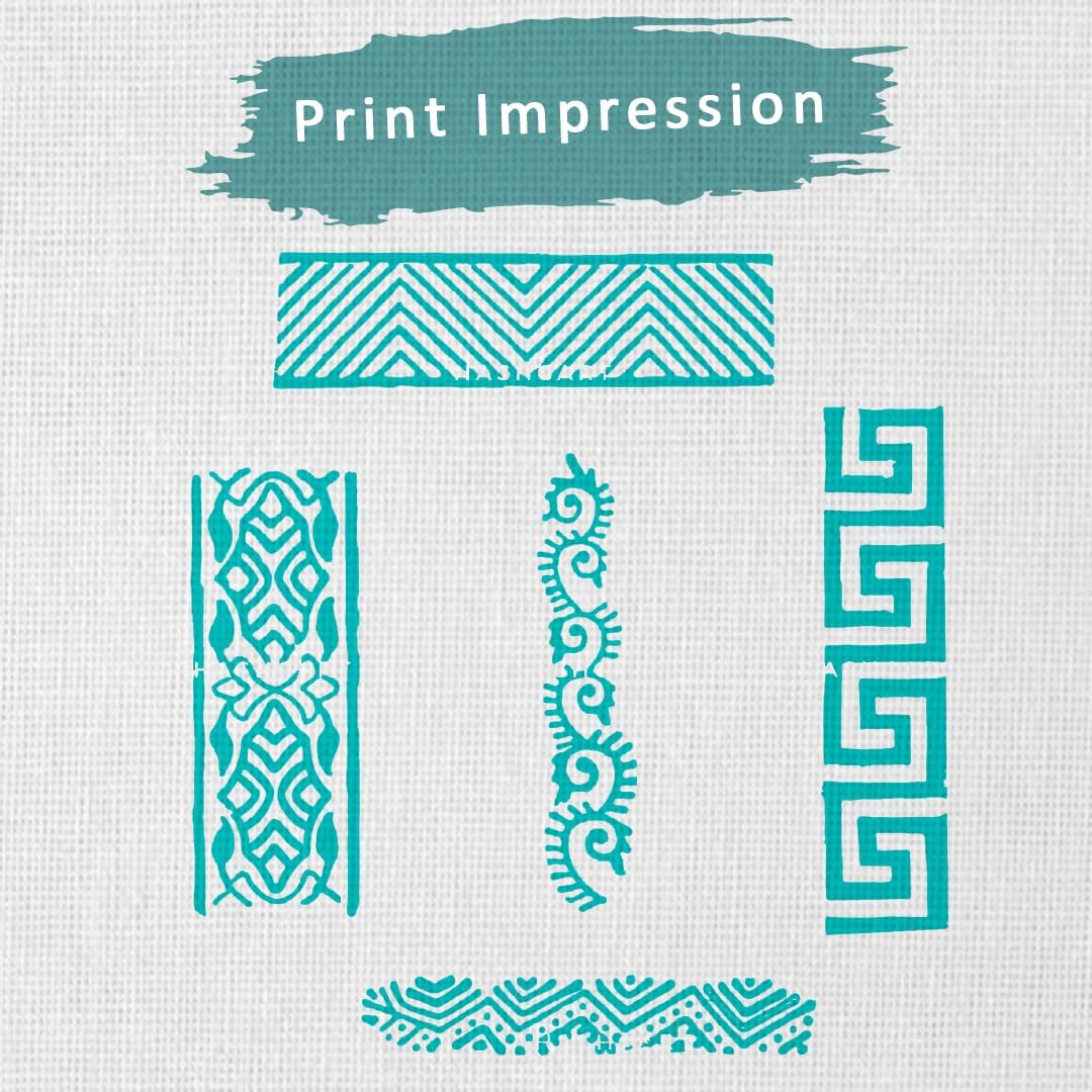 Wooden Block Stamp for Block Printing Stamp - Border Shape Wooden Printing Stamps for Clay Tattoo Fabric Pottery HASHCART® (Set of 5)