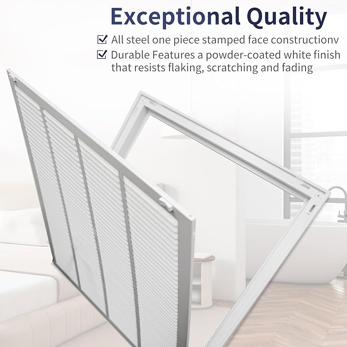 24"W x 24"H [Duct Opening Size] Steel Return Air Filter Grille - Removable Face/Door for 1 inch Filters -HVAC Vent Cover Grill - White [Outer Dimensions: 26 5/8"W X 26 5/8"H]