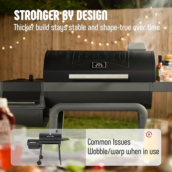 BBQ Charcoal Grill with Offset Smoker Grill and Side Table, 30-In Heavy-Duty Outdoor BBQ Grill with 832 Sq. In. Cooking Space for Outdoor Barbecue in Backyard, Patio and Parties, Black