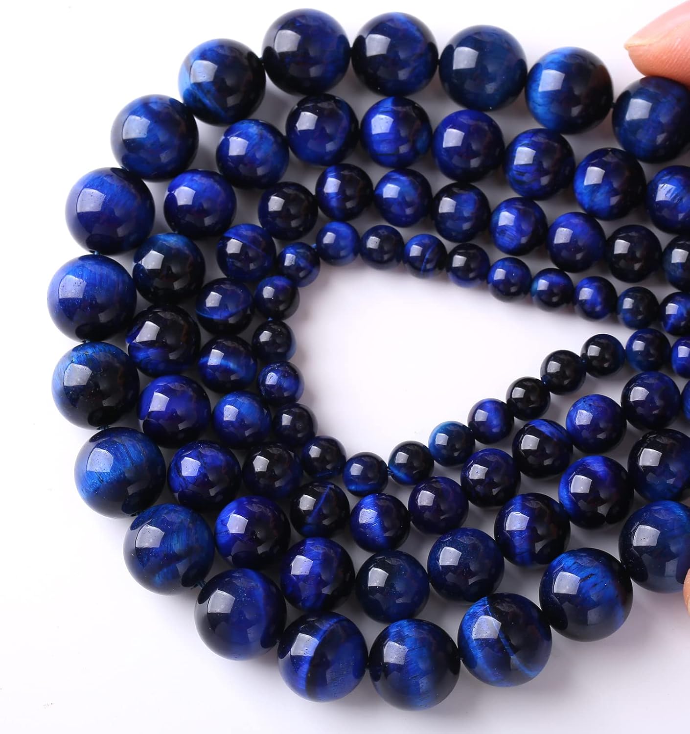Natural Stone Lapis Blue Tiger Eye Beads Round Loose Spacer Beads for Jewelry Making DIY Bracelet Necklace 4mm 90pcs(Natural Lapis Blue Tiger, 4mm)