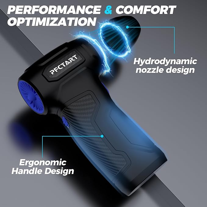 Compressed Air Duster - 200000RPM Super Power Turbo Fan with Brushless Motor, Jet Blower, Electric Air Duster for Keyboard, PC, Car, Home Cleaning Kits Blue
