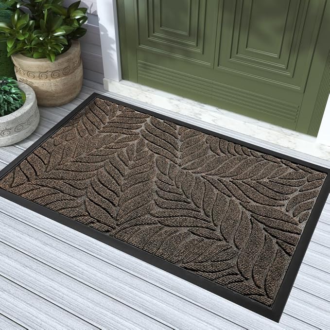 Yimobra 36x24 Large Door Mat Outdoor Indoor, All-Season Waterproof Door Mat Outside Entrance, All-Weather Non-Slip Outside Doormat for Garage Patio Entryway, Brown