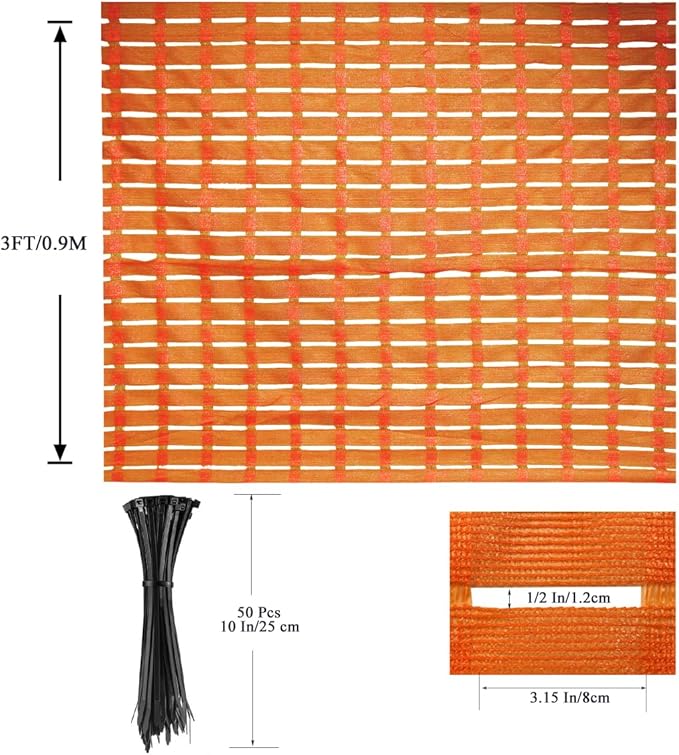 3x100 FT Orange Safety Fence, Plastic Mesh Roll for Temporary Barrier Use in Construction Sites, Snow Fencing Driveway Marking, Ski Trails, Crowd Control & Nighttime Emergency Warning