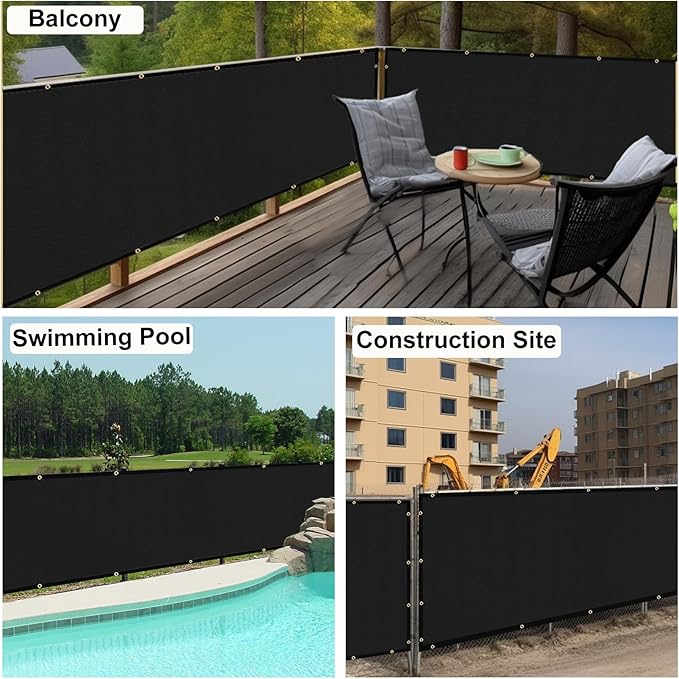 UPGRADE Privacy Fence Screen 3'x35' Black Outdoor 90% Visibility Blockage 170 GSM Mesh Shade Cover Panels for Backyard,Balcony,Home Decoration with Zip Ties,Customized Avaliable