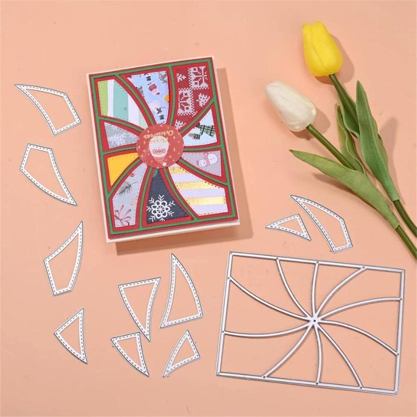 Mvchifay Cutting Dies for Card Making Metal Die-Cuts Scrapbooking Tool Hollow Frame DIY Craft Punch Template Embossing for Paper Album Decor (Whirl Frame-14x10cm)