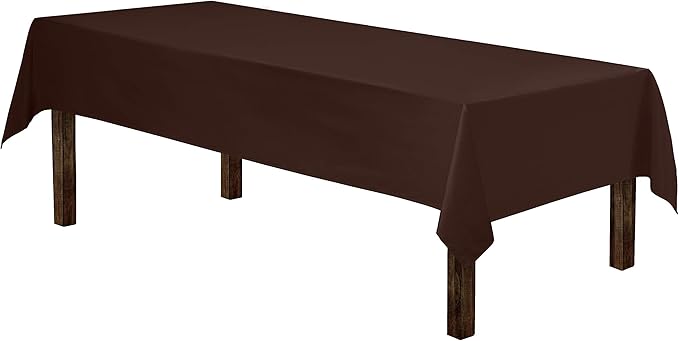 Gee Di Moda Rectangle Tablecloth - 60 x 102 Inch Chocolate Table Cloth for 6 Foot Rectangle Tables - Heavy Duty Washable Fabric - for Holiday Party, Dinner, Weddings, Baby Shower & Events