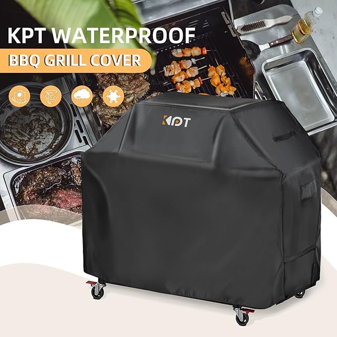 KPT 72 Inch Grill Cover for Outdoor Grill - Heavy Duty Waterproof 420D BBQ Cover with Hook, Air Vent, Buckle - Gas Grill Cover, UV & Fade Resistant, BBQ Grill Cover for Weber, Nexgrill, Char Broil