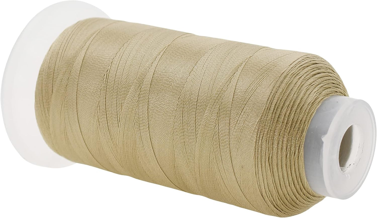 Mandala Crafts Beige Heavy Duty Thread - #69 T70 210D/3 1500 Yds Polyester Thread for Sewing Machine Outdoor Marine Jeans Leather Thread Drapery Upholstery Thread