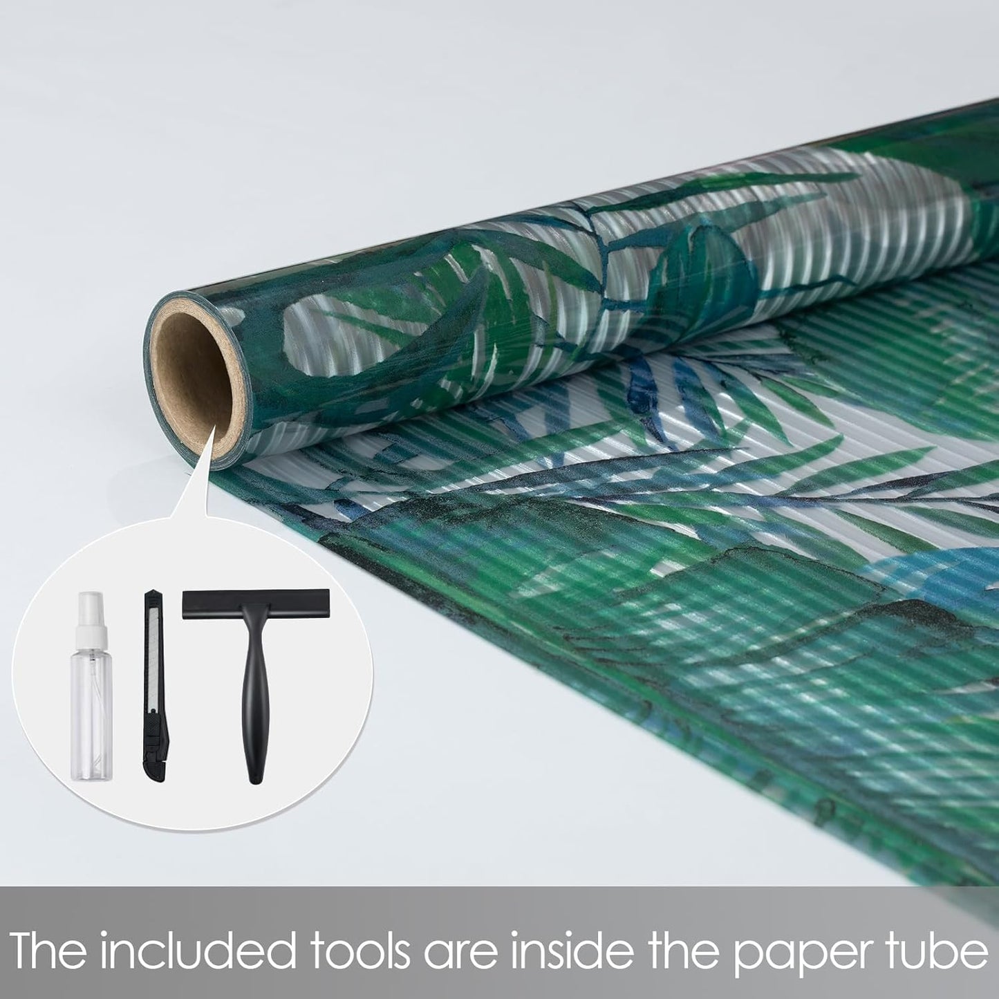 DKTIE Nature Pattern Rainbow Window Film Decorative Stained Glass Window Film Static Cling Films Easy Apply Removable Comes with Tools (U560-Reeded Glass, 35.4" x 78.7")