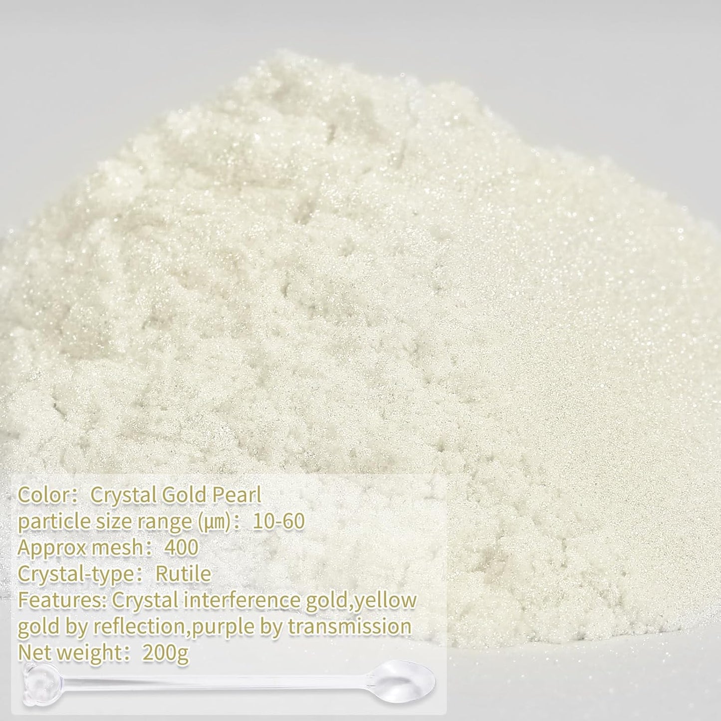 Mica Powder,7.05OZ（200g）,Crystal Gold Pearl Mica Powder Pigment for Epoxy Resin，Lip Gloss，Car Paint，Dye，Soap Making，Nail Polish,Epoxy Resin,Candle Making,Bath Bombs