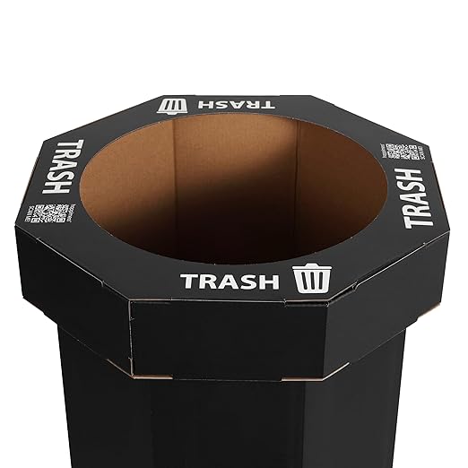 Eyely MPH1300D-SET2 Sal 25-Gallon Disposable Corrugated Cardboard Event Trash Can and Recycling Bin for BBQs, Beach, Parties & Events & Outdoor Activities, Charcoal Black (Set of 2)
