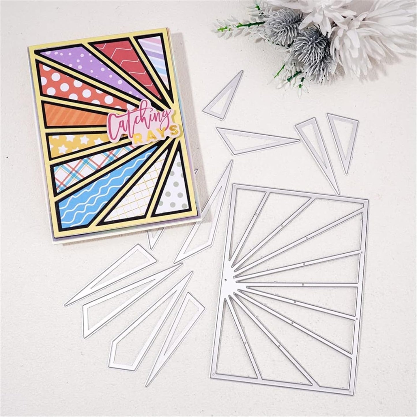 Mvchifay Cutting Dies for Card Making Metal Die-Cuts Scrapbooking Tool Hollow Frame DIY Craft Punch Template Embossing for Paper Album Decor (Sun Frame-14x10cm)