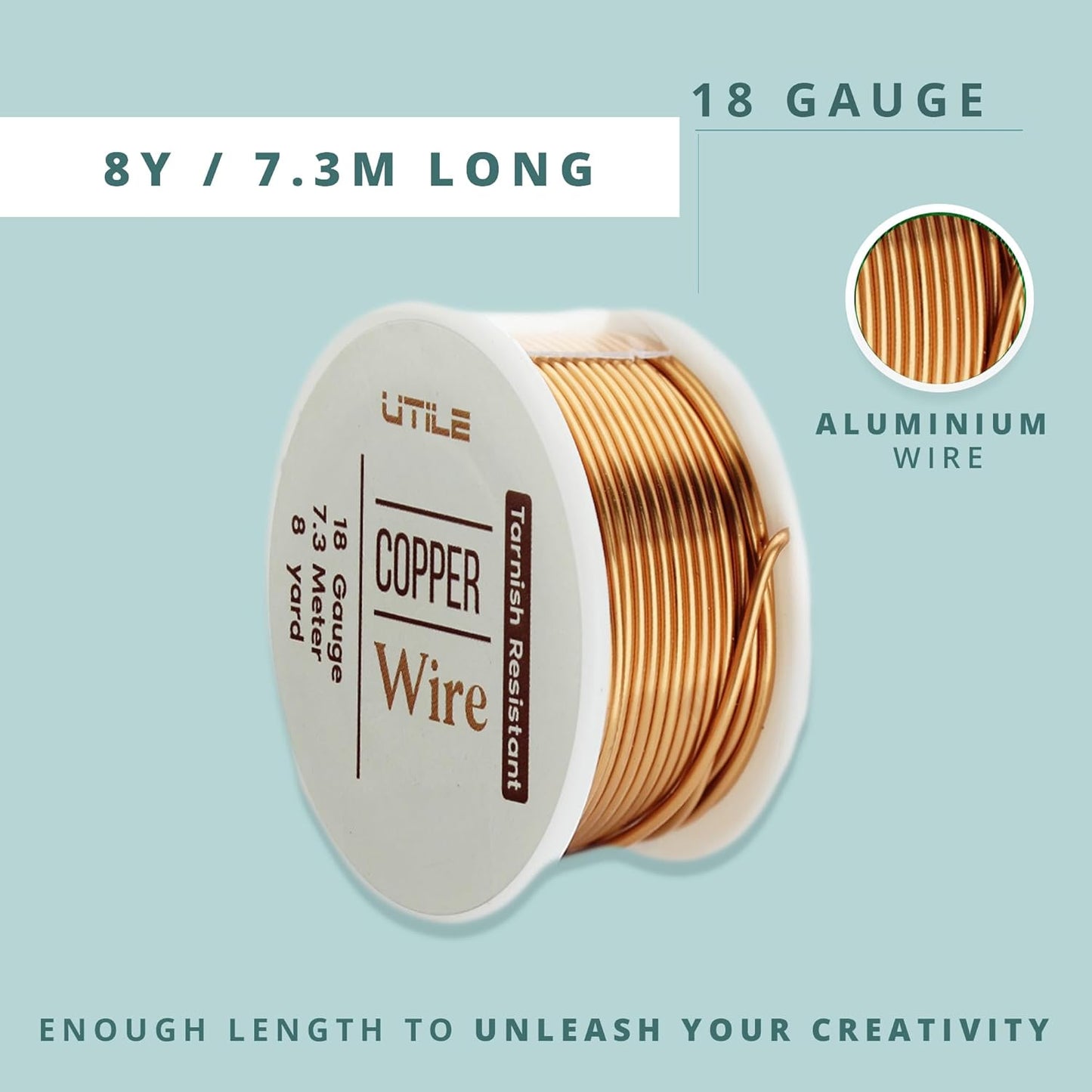UTILE 18 20 22 24 Gauge 24 ft 99.9% Pure Soft Copper Wire for Electroculture Gardening, Jewelry Making, Crafting Wire Bendable, Plant Wire (Copper 18)