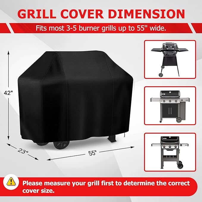 iCOVER 55 Inch Grill Cover, BBQ Grill Cover for Outdoor Grill, Anti-UV & Fade Resistant Gas Grill Cover, Waterproof Barbecue Grill Covers for Weber, Char-Broil, Nexgrill and More Grills.