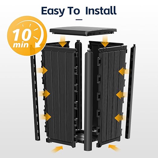 23 Gallon Outdoor Trash Can Waterproof Resin Garbage Can with Lid Outside Trash Bin for Porch Backyard, Deck, Patio, Kitchen Trash Can