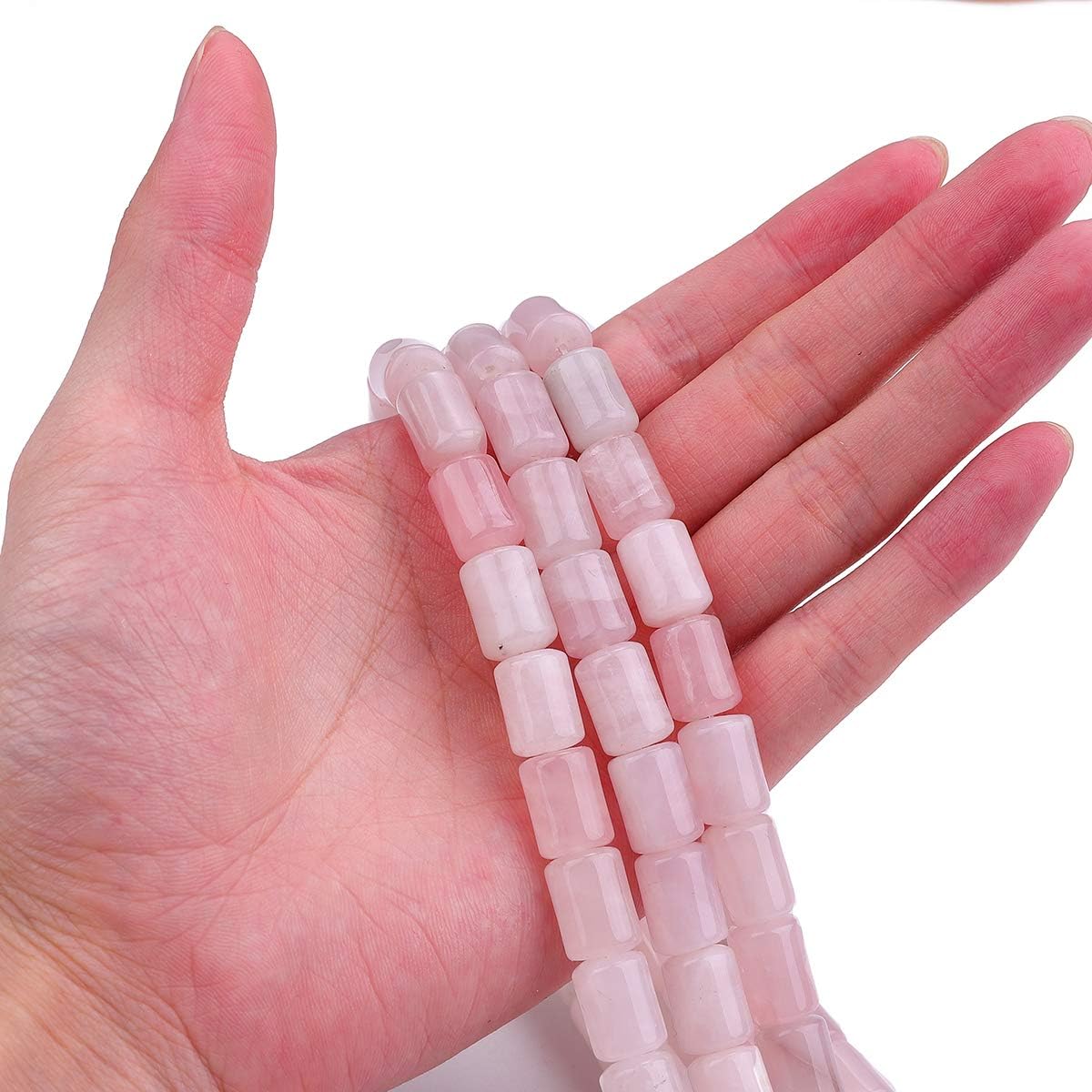 Natural Rose Quartz Crystal Cylinder Stone Loose Semi Gemstone Beads for Jewelry Making 10mmx14mm 38cm