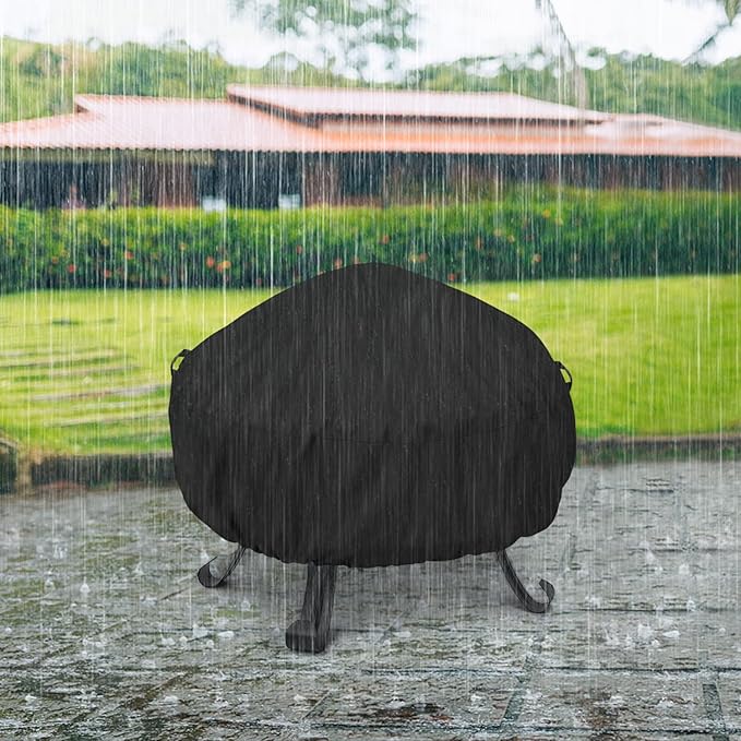 Unicook Round Fire Pit Cover 38 Inch Dia, Fire Bowl Cover Heavy Duty Waterproof, Outdoor Firepit Table Protector, Patio Ottoman Protector, Fade Resistant Material, All Weather Protection, Black