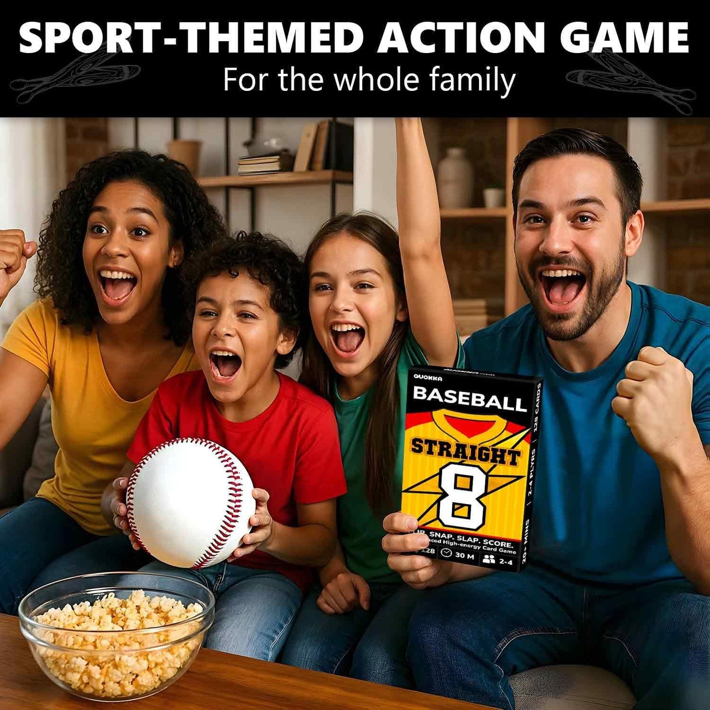 QUOKKA Baseball Fast-Paced Card Game for Kids & Adults – 128 Cards & Easy Rules – Quick & Fun Matching Game – 2-4 Players – Ages 8+ – Perfect for Family Games Night, Travel and Parties