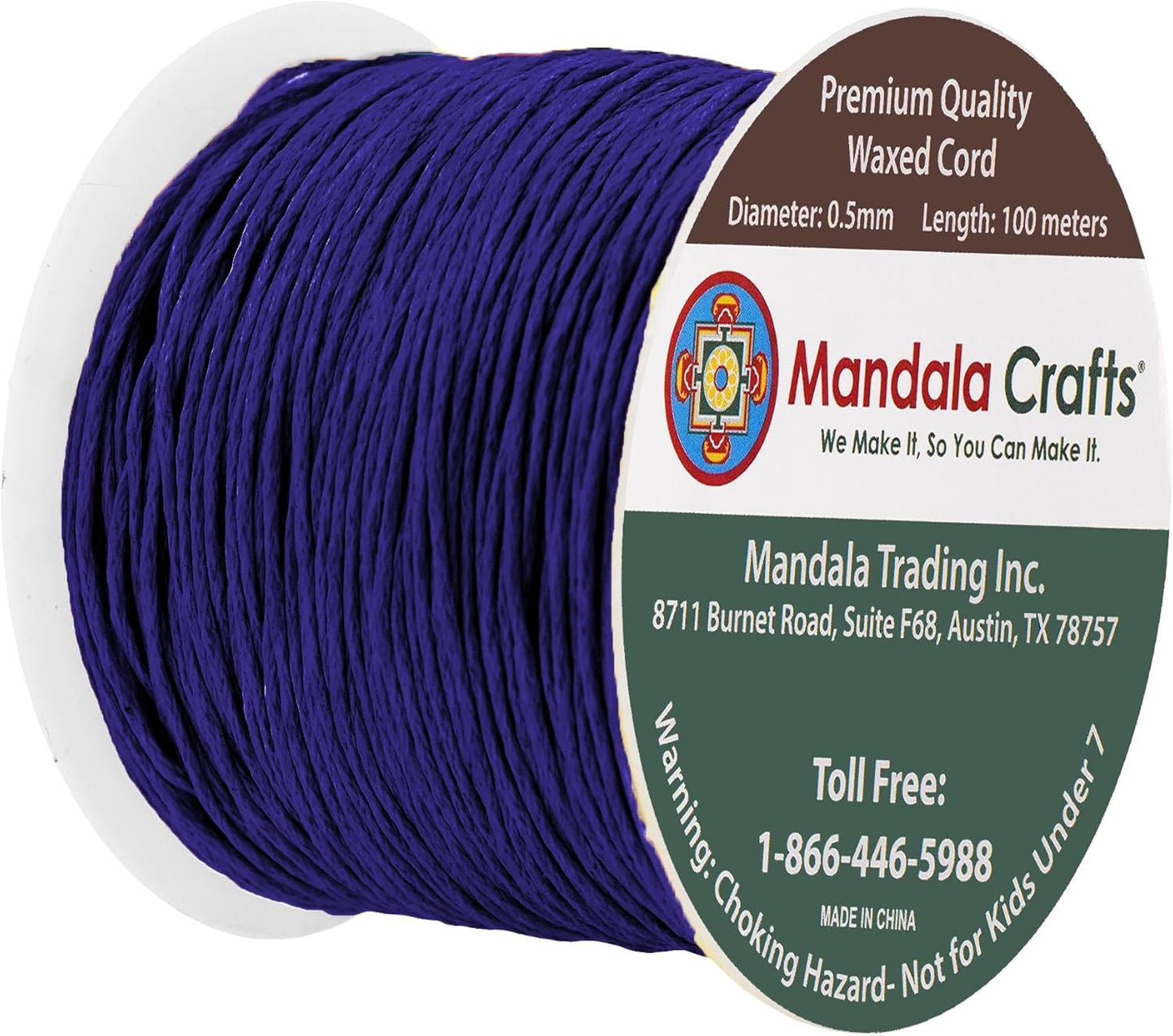 Mandala Crafts 0.5mm 109 Yards Dark Indigo Cotton Waxed Cord for Jewelry Making Bracelet Cord Waxed String - Beading String Thread Jewelry Cords for Necklaces String