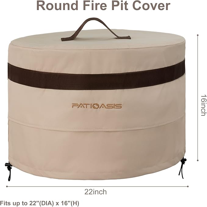 Waterproof Fire Pit Round Cover 22''D x 16''H Solo Stove Bonfire Shelter Protective Firepit Covers Durable Outdoor Furniture Cover for Solo Stove Yukon Accessories