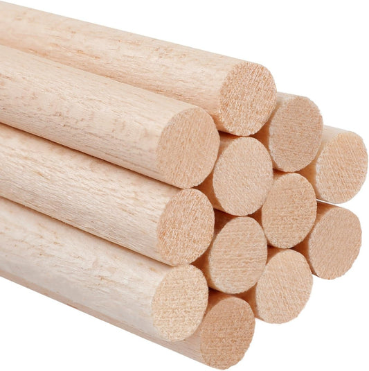 1/2 x 12 Inch Round Wood Dowel Rods Wood Sticks Wooden Dowel Rods Unfinished Wood Balsa Wood Sticks for Crafts and DIY Projects, 12 PCS
